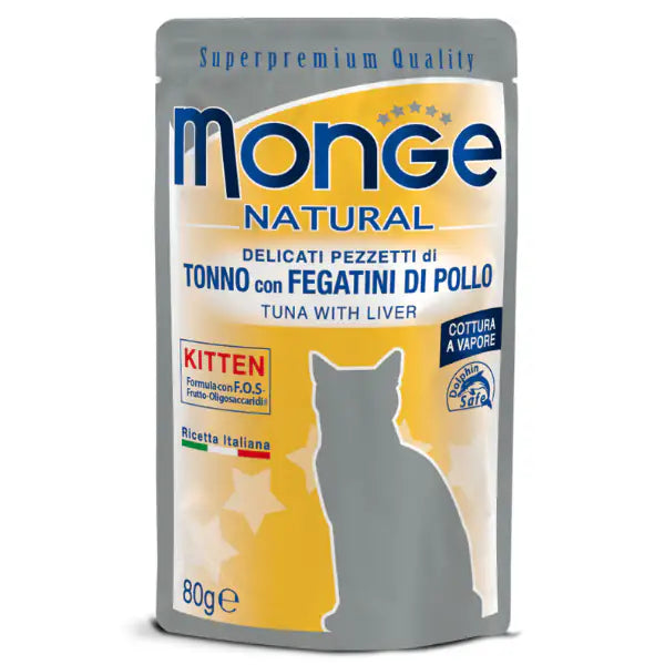 Monge Natural Kitten cottura al vapore 80 gr  Tonno con fegatini di pollo bauzaarit.myshopify.com