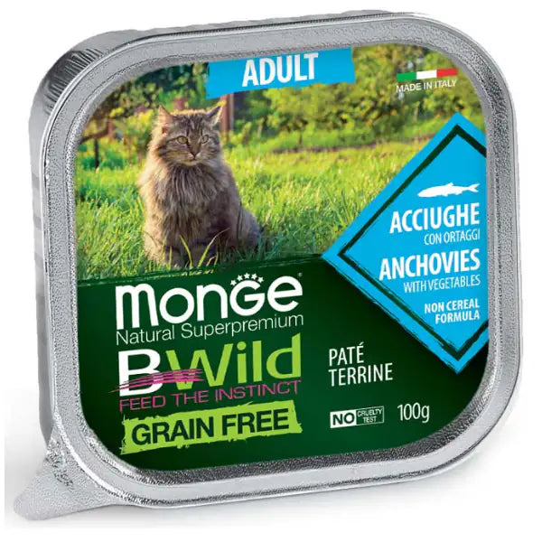 Monge Natural Super Premium Bwild Grain Free Cat 100 gr  Acciughe con ortaggi bauzaarit.myshopify.com