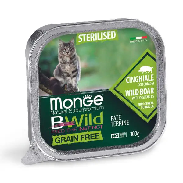Monge Natural Super Premium Bwild Grain Free Cat 100 gr  Cinghiale Sterilised bauzaarit.myshopify.com