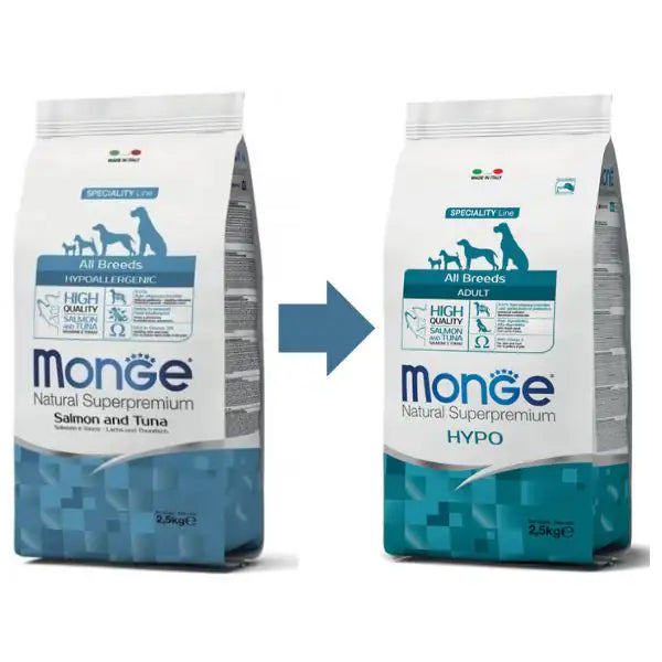 Monge Natural Superpremium All Breeds Adult Hypoallergenic con Salmone e Tonno   bauzaarit.myshopify.com