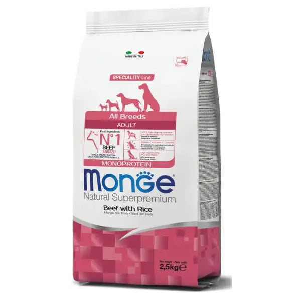 Monge Natural Superpremium All Breeds Adult Monoprotein Manzo con Riso   bauzaarit.myshopify.com