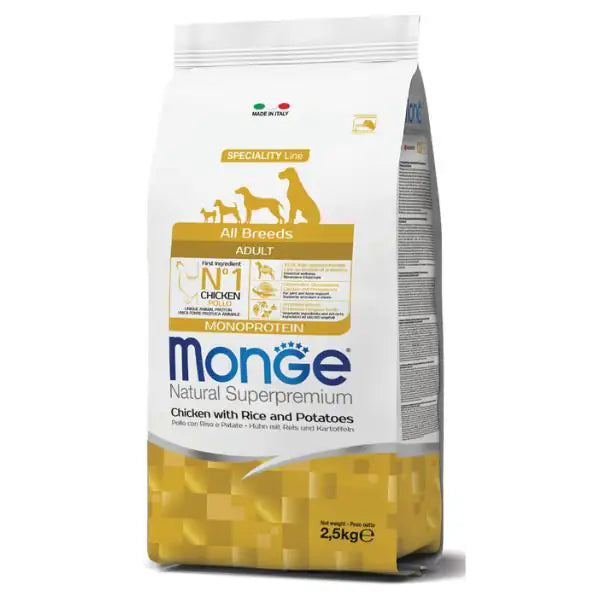 Monge Natural Superpremium All Breeds Adult Monoprotein Pollo con Riso e Patate   bauzaarit.myshopify.com