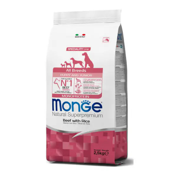 Monge Natural Superpremium All Breeds Puppy & Junior Monoprotein Manzo con Riso  2,5 kg bauzaarit.myshopify.com