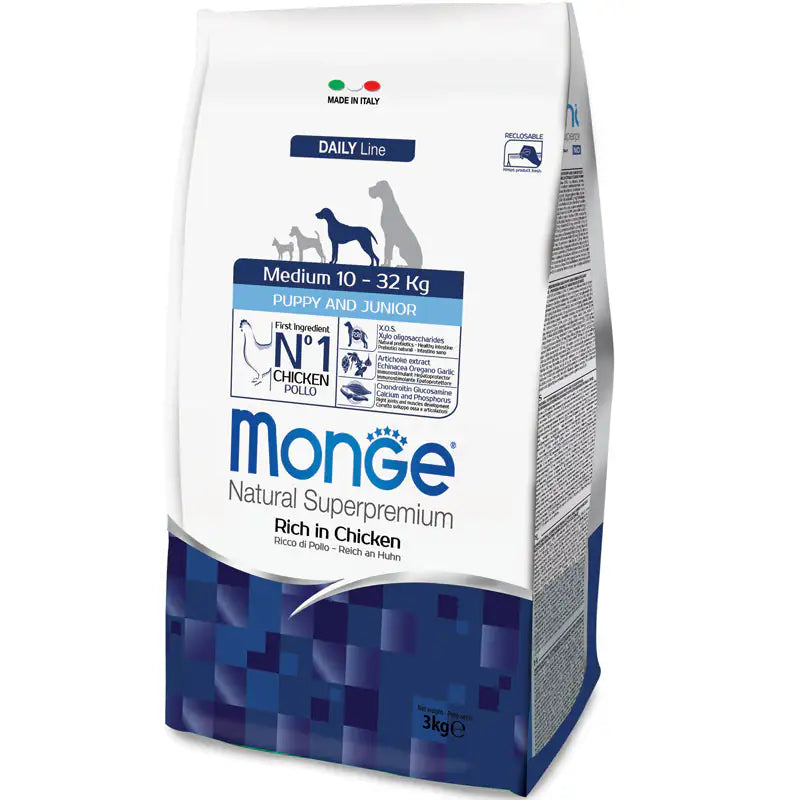 Monge Natural Superpremium Medium Puppy & Junior Ricco di Pollo  3 kg bauzaarit.myshopify.com
