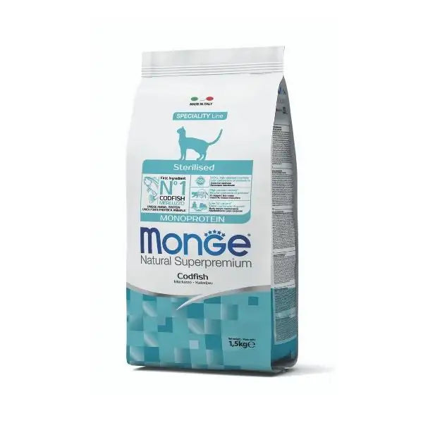 Monge Natural Superpremium Sterilised Monoprotein con Merluzzo  1,5 kg bauzaarit.myshopify.com
