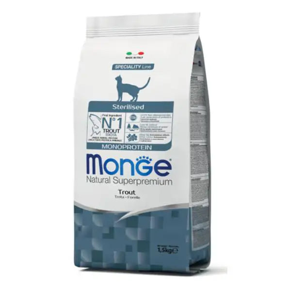 Monge Natural Superpremium Sterilised Monoprotein con Trota   bauzaarit.myshopify.com