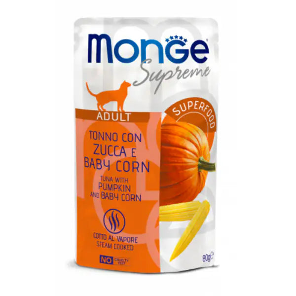 Monge Supreme Cat Adult in salsa bustina da 80 gr  Tonno con zucca bauzaarit.myshopify.com