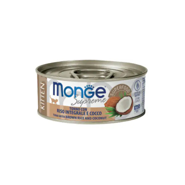 Monge Supreme Kitten in salsa lattina da 80 gr  Tonno con riso integrale e cocco bauzaarit.myshopify.com