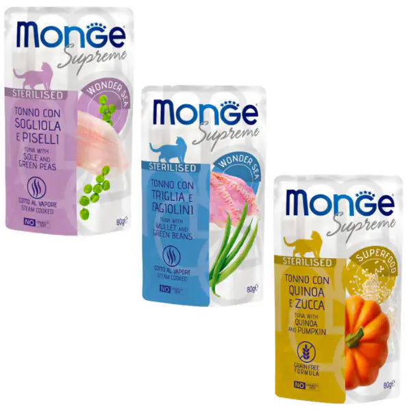 Monge Supreme Sterilised in salsa bustina da 80 gr   bauzaarit.myshopify.com