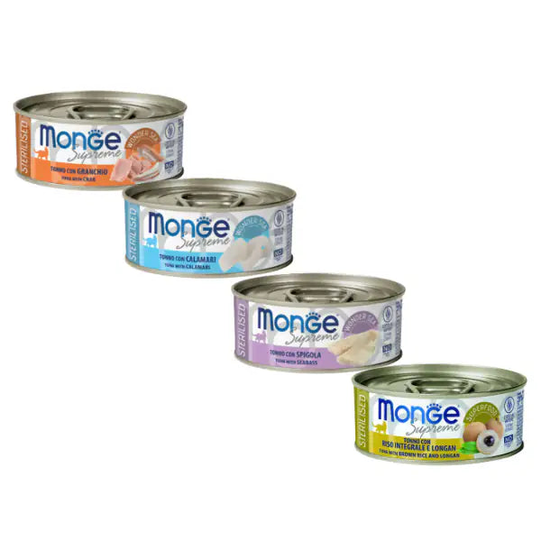Monge Supreme Sterilised in salsa lattina da 80 gr   bauzaarit.myshopify.com