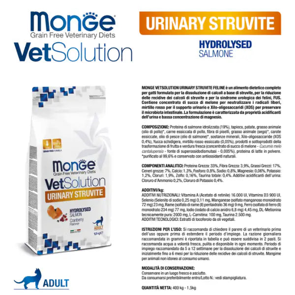 Monge VetSolution Feline Urinary Struvite Grain Free Adult Salmone   bauzaarit.myshopify.com