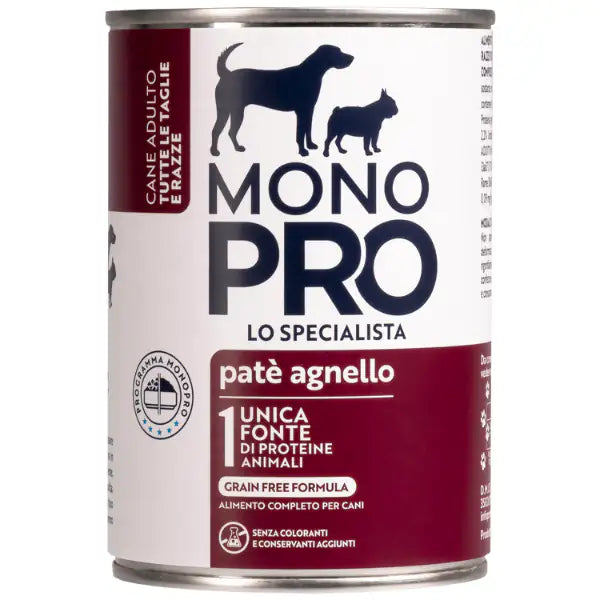 Monopro lo specialista Adult All Breeds Patè Grain Free 400 gr  Agnello bauzaarit.myshopify.com