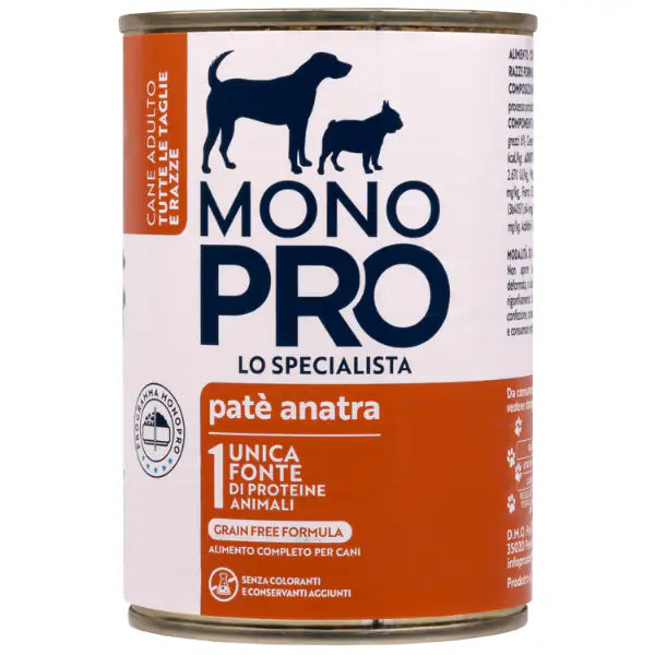 Monopro lo specialista Adult All Breeds Patè Grain Free 400 gr  Anatra bauzaarit.myshopify.com