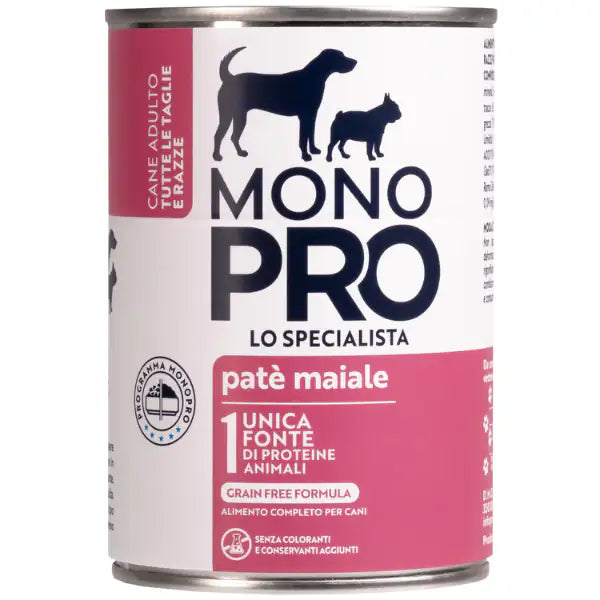 Monopro lo specialista Adult All Breeds Patè Grain Free 400 gr  Maiale bauzaarit.myshopify.com