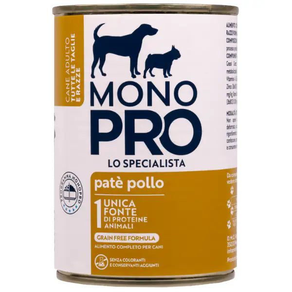 Monopro lo specialista Adult All Breeds Patè Grain Free 400 gr  Pollo bauzaarit.myshopify.com