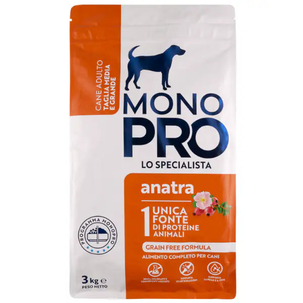 Monopro lo specialista Adult Medium/Large Grain Free Anatra  3 kg bauzaarit.myshopify.com