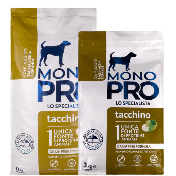 Monopro lo specialista Adult Medium/Large Grain Free Tacchino   bauzaarit.myshopify.com