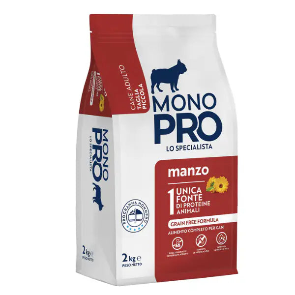 Monopro lo specialista Adult Mini Grain Free Manzo  2 kg bauzaarit.myshopify.com