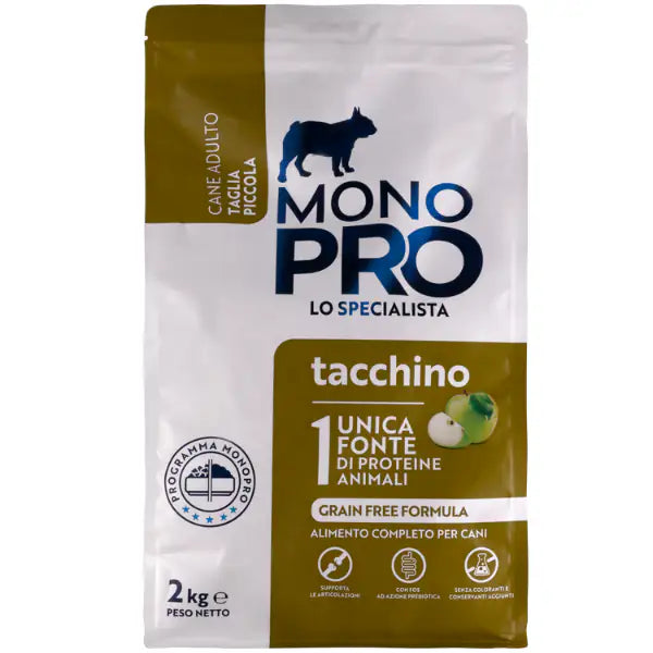 Monopro lo specialista Adult Mini Grain Free Tacchino  2 kg bauzaarit.myshopify.com