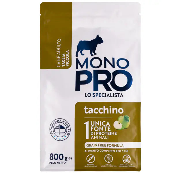 Monopro lo specialista Adult Mini Grain Free Tacchino  800 gr bauzaarit.myshopify.com