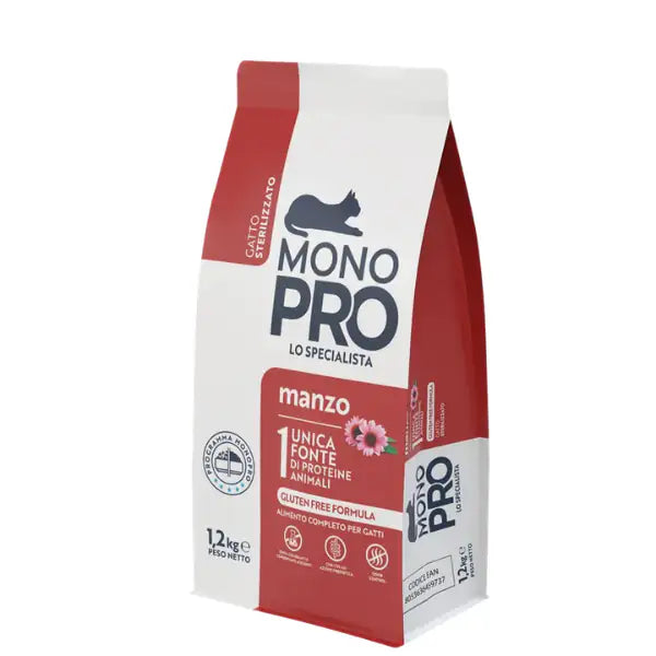Monopro lo specialista Cat Adult Sterilised Grain Free Anti Hairball Manzo  1,2 kg Bauzaar.it