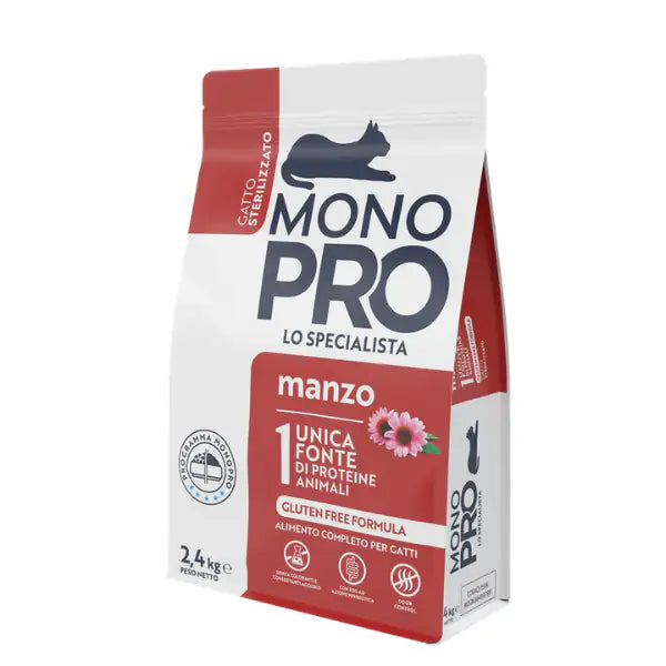 Monopro lo specialista Cat Adult Sterilised Grain Free Anti Hairball Manzo  2,4 kg Bauzaar.it