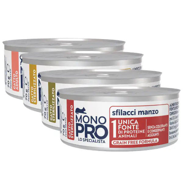Monopro lo specialista Cat Adult Sterilised Grain free Sfilaccetti 70 gr   Bauzaar.it