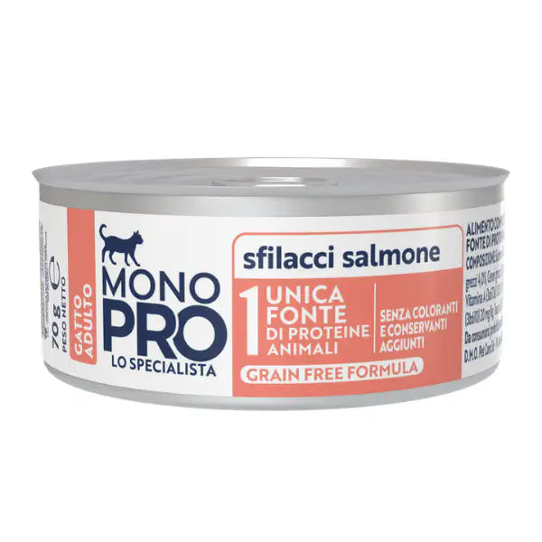 Monopro lo specialista Cat Adult Sterilised Grain free Sfilaccetti 70 gr  Salmone Bauzaar.it