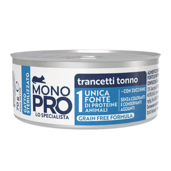Monopro lo specialista Cat Adult Sterilised Grain free Trancetti 70 gr  Tonno con zucchine Bauzaar.it