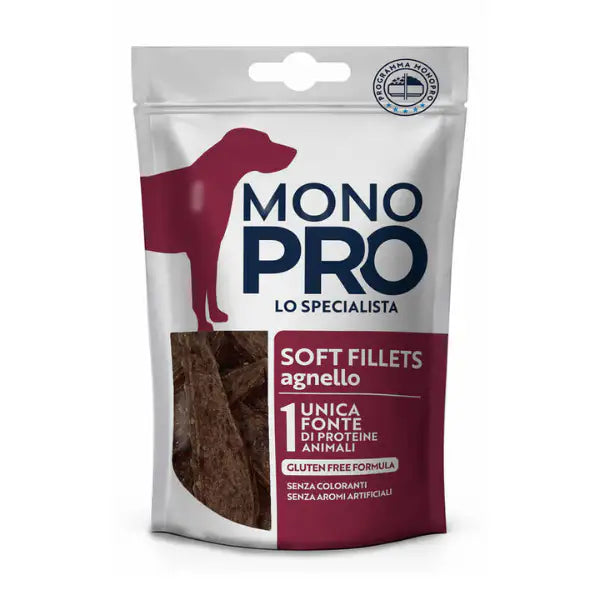 Monopro lo specialista Dog Adult Snack soft fillets 80 gr  Agnello Bauzaar.it