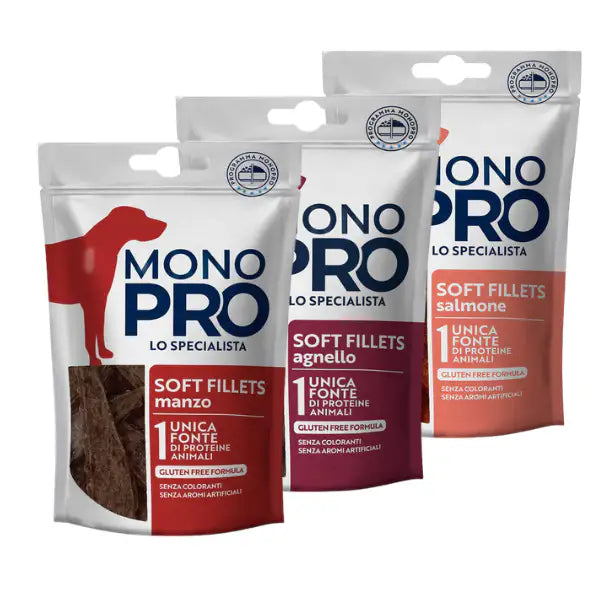 Monopro lo specialista Dog Adult Snack soft fillets 80 gr   Bauzaar.it