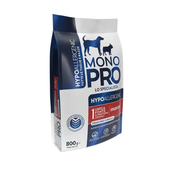 Monopro lo specialista Hypoallergenic Adult All Breeds Grain Free Manzo  800 gr bauzaarit.myshopify.com