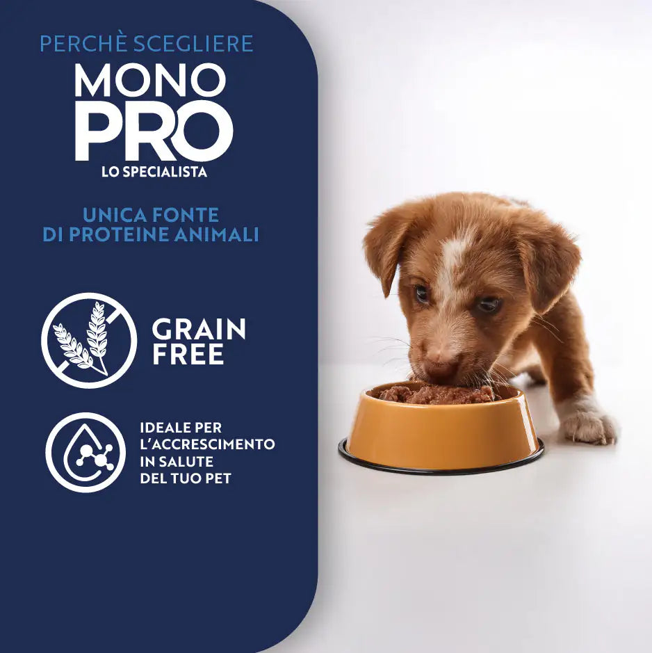 Monopro lo specialista Puppy All Breeds Patè Grain Free 400 gr   bauzaarit.myshopify.com