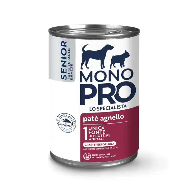 Monopro lo specialista Senior All Breeds Patè 400 gr  Agnello bauzaarit.myshopify.com
