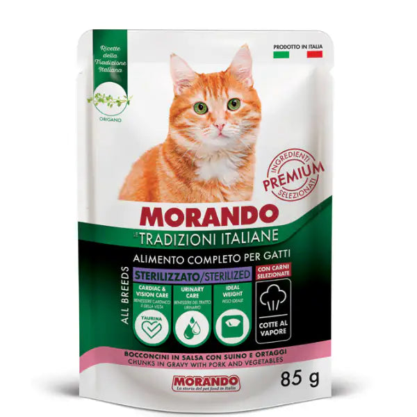 Morando Tradizioni Italiane Cat Adult Sterilized Bocconcini 85 gr  Maiale Bauzaar.it