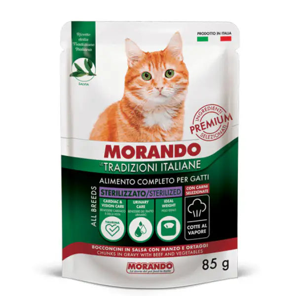 Morando Tradizioni Italiane Cat Adult Sterilized Bocconcini 85 gr  Manzo Bauzaar.it