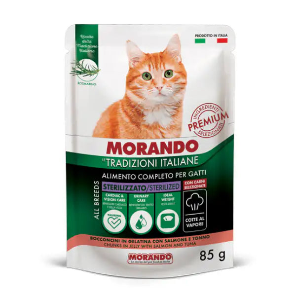 Morando Tradizioni Italiane Cat Adult Sterilized Bocconcini 85 gr  Salmone Bauzaar.it