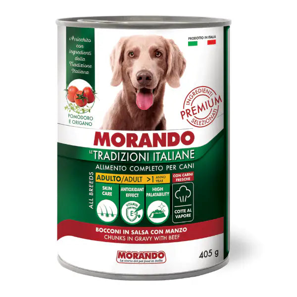 Morando Tradizioni Italiane Dog Adult All breeds Bocconi in salsa 405 gr  Manzo Bauzaar.it