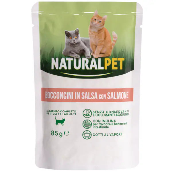 NaturalPet Cat Adult Bocconcini in salsa 85 gr  Salmone bauzaarit.myshopify.com