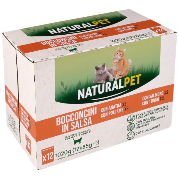 NaturalPet Cat Adult Bocconcini in salsa multipack 12x85 gr  1 Confezione multigusto bauzaarit.myshopify.com