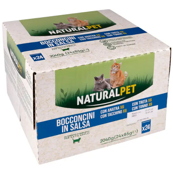 NaturalPet Cat Adult Bocconcini in salsa multipack 24x85 gr   bauzaarit.myshopify.com