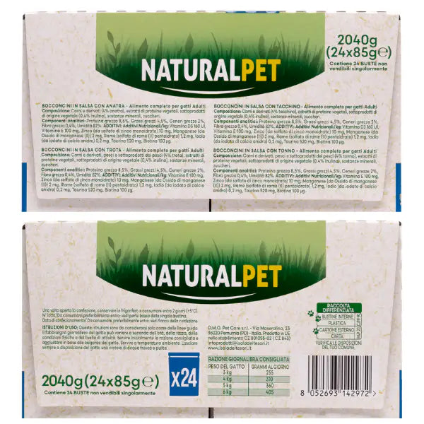 NaturalPet Cat Adult Bocconcini in salsa multipack 24x85 gr   bauzaarit.myshopify.com