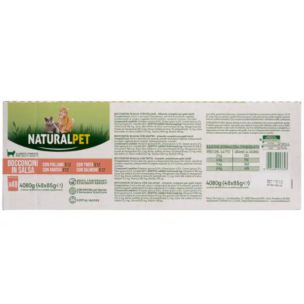 NaturalPet Cat Adult Bocconcini in salsa multipack 48x85 gr   bauzaarit.myshopify.com