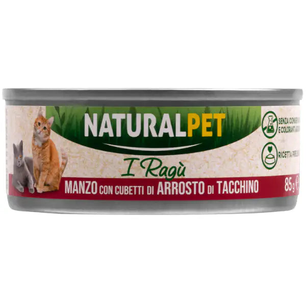 NaturalPet Cat Adult Deliziosi Ragù di carne 85 gr  Manzo con cubetti di arrosto di tacchino bauzaarit.myshopify.com