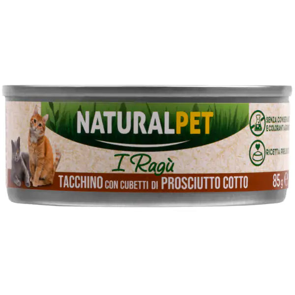 NaturalPet Cat Adult Deliziosi Ragù di carne 85 gr  Tacchino con cubetti di prosciutto cotto bauzaarit.myshopify.com