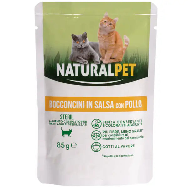 NaturalPet Cat Adult Sterilised Bocconcini in salsa 85 gr  Pollo bauzaarit.myshopify.com