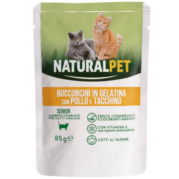 NaturalPet Cat Senior Bocconcini in gelatina 85 gr   bauzaarit.myshopify.com