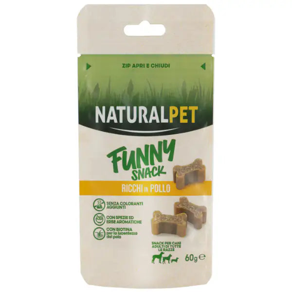NaturalPet Funny snack per cani 60 gr  Ossicini con Pollo bauzaarit.myshopify.com