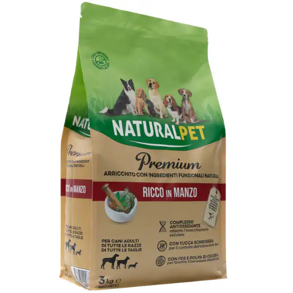 NaturalPet Premium Adult All Breeds Manzo  3 kg bauzaarit.myshopify.com