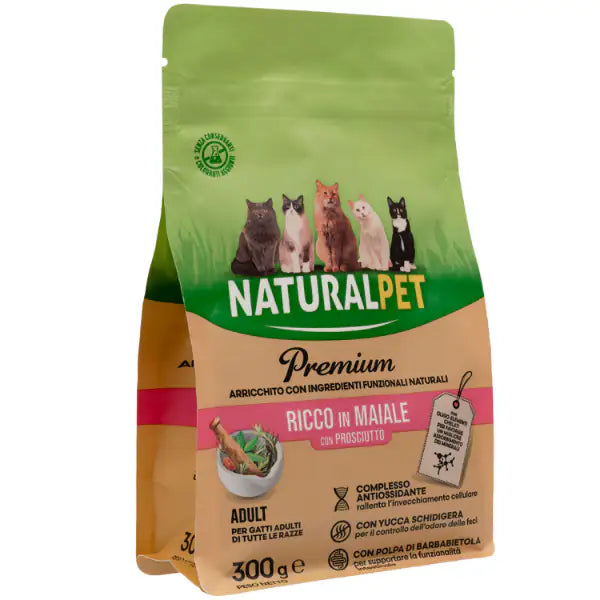 NaturalPet Premium Cat Adult Maiale e prosciutto  300 gr bauzaarit.myshopify.com
